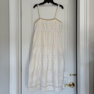 White and cream with gold accent babydoll dress